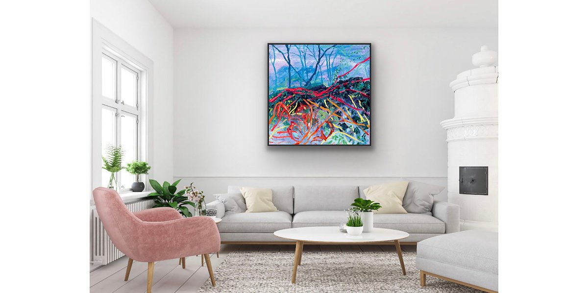 Expressive Botanical Acrylic Painting By Alice Gavin Atashkar, 39 X 39, Renewal, Original Artwork