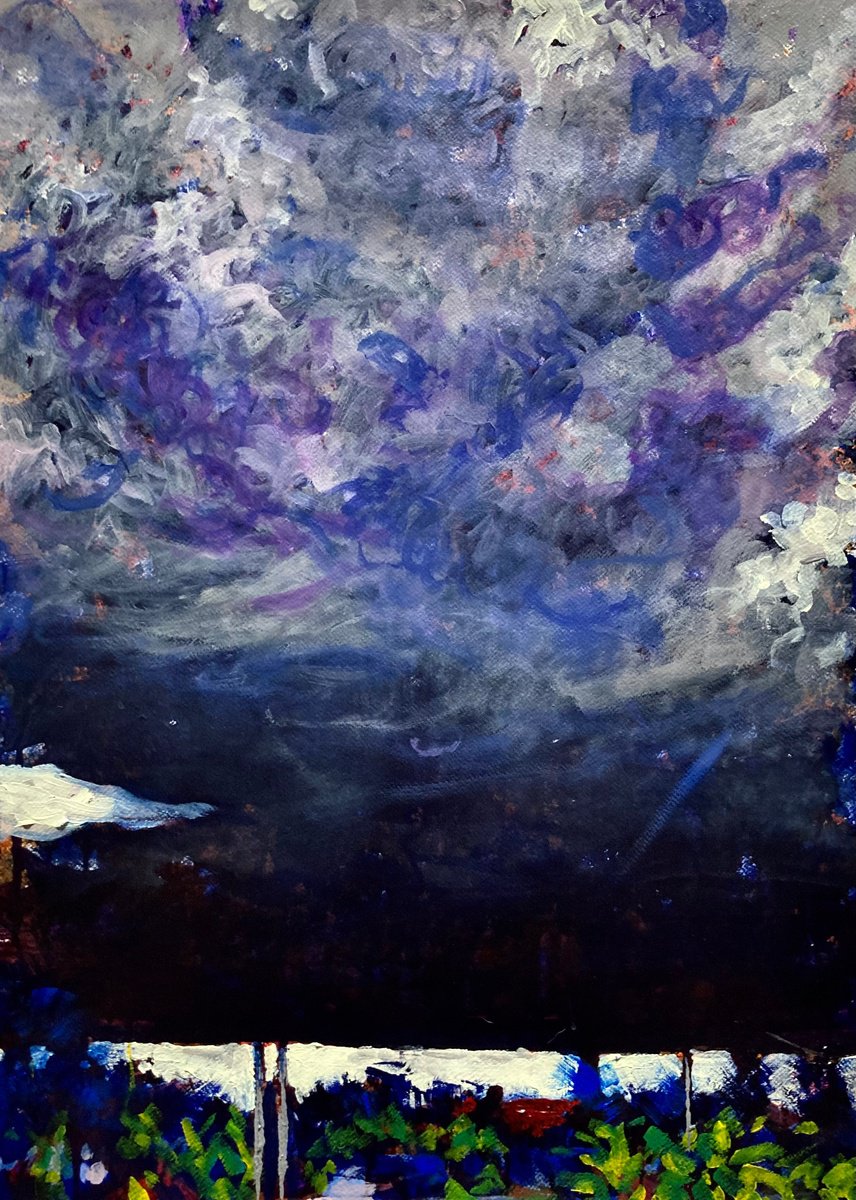 Impressionistic Landscape Acrylic Painting By John Cottee, 22 X 30, Storm Cloud, Original Artwork