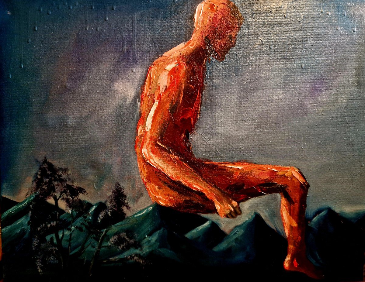 Surrealistic Oil Painting , Modern Man In Search Of A Soul By Leezee Lee ( Georgiana L. Nicolae), 20 X 16, Artwork For Sale On Artfinder