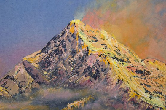 Everest sunrise oil painting