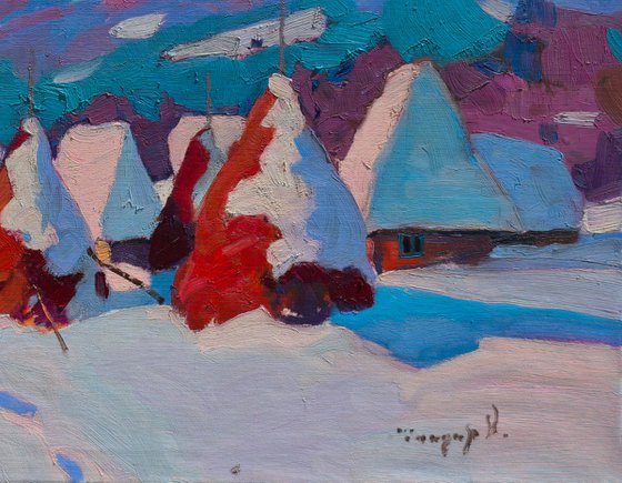 Snow Covered Haystacks