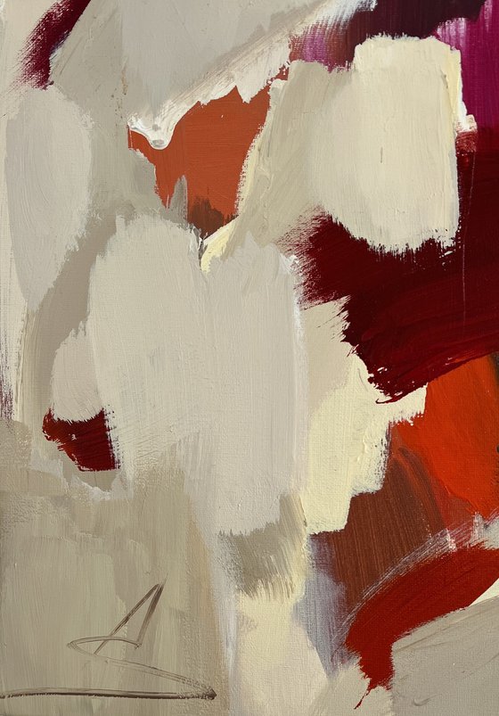 BRIGHT MOMENTS/Abstract red painting