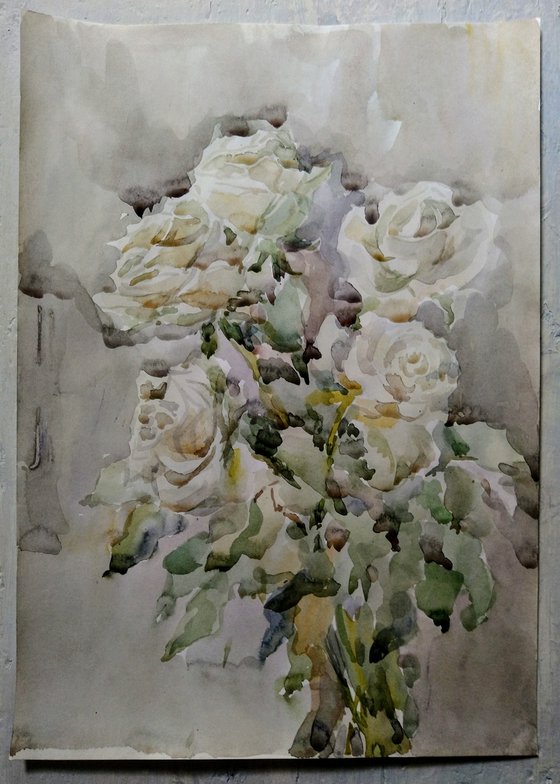 Roses. Original watercolour painting.