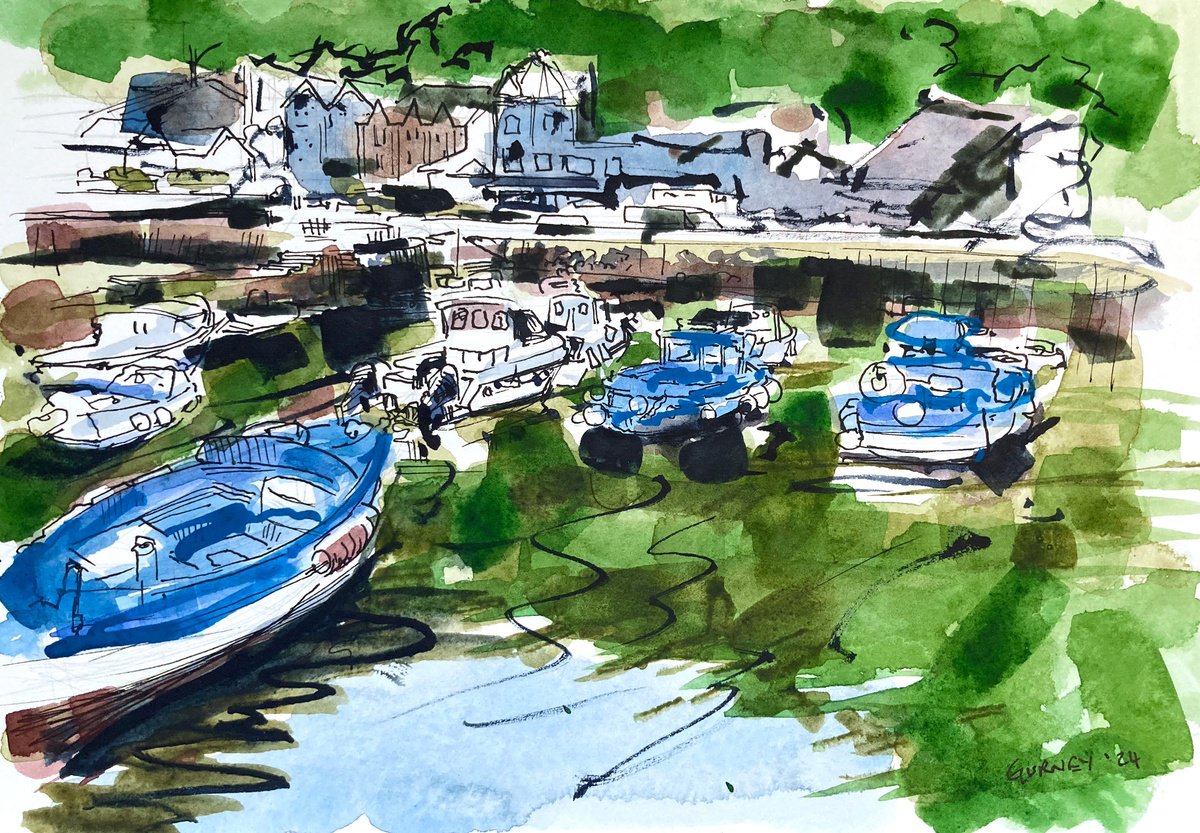 Lynmouth Harbour boats by Paul Gurney