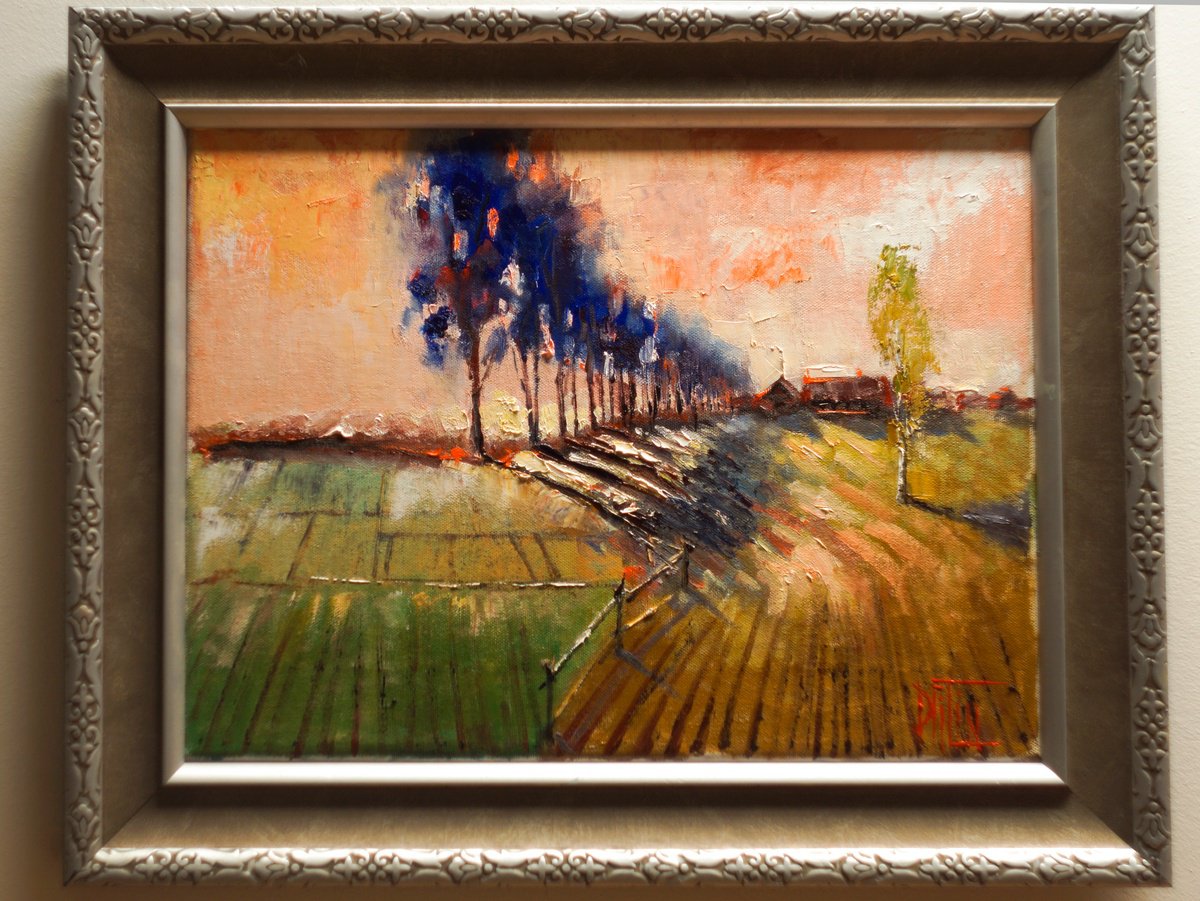 Impressionistic Still Life Oil Painting By Pavel Filin, 15 X 11", Ultramarine Trees, Original Artwork