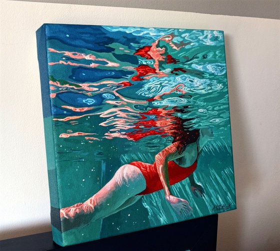 Underneath LXII - Miniature swimming painting