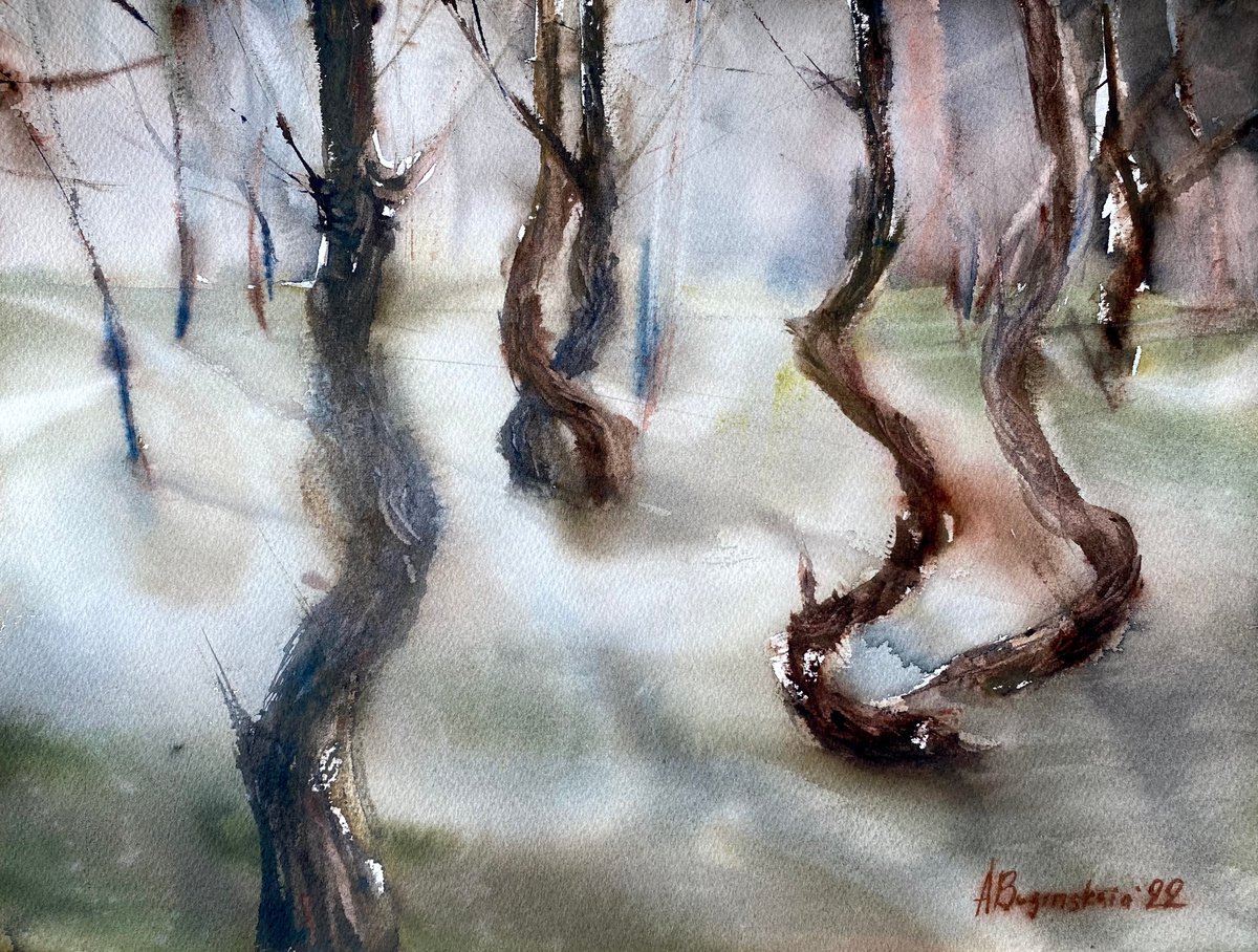 Dancing forest - landscape painting by Anna Boginskaia