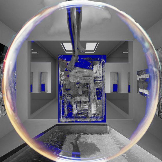 Art interior with magic glass