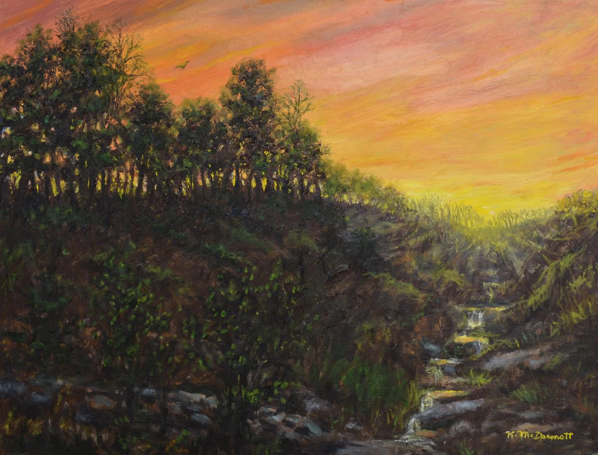 West Ridge Sundown - 14X18 oil by Kathleen McDermott