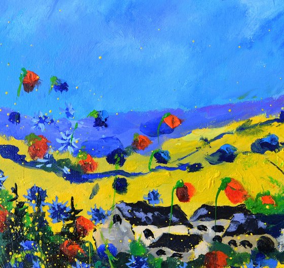 Poppies and blue cornflowers