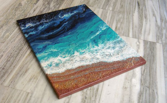 35.4" Seascape "Turquoise Waves" 70 x 90 cm