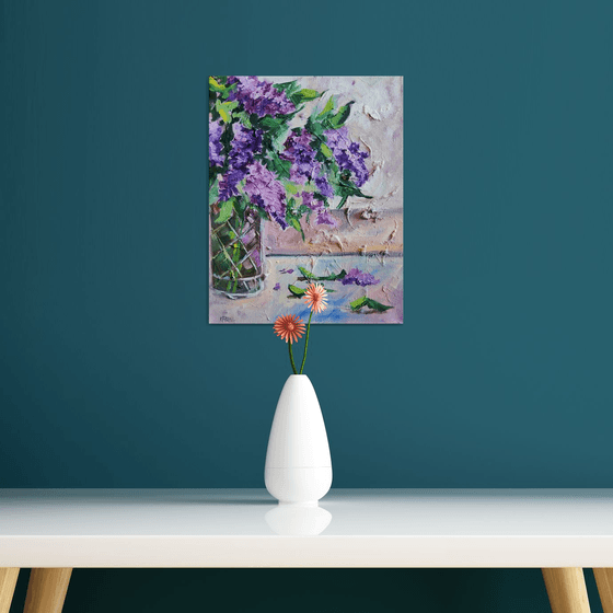 Lilacs in a Glass Vase