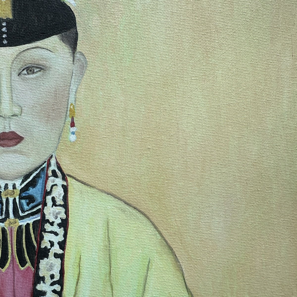 Impressionistic Portrait Oil Painting By Irina Anis, 20 X 20, Beauty Holding An Orchid, Original Artwork