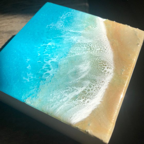White Sand Beach #19 Miniature Ocean Painting Gift idea