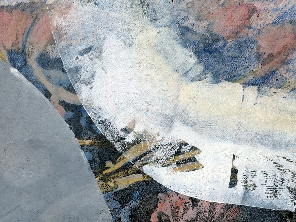 Abstract Landscape Collage By Elizabeth Anne Fox, 16 X 12, Frozen Pond 12, Original Artwork