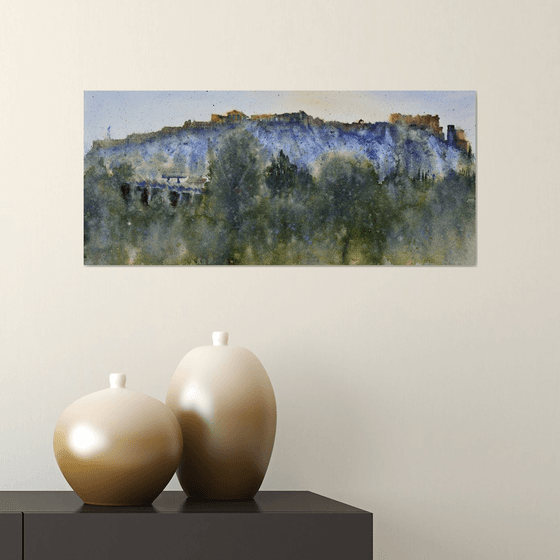 Skyline of light Acropolis Athens Greece 23x54cm 2022