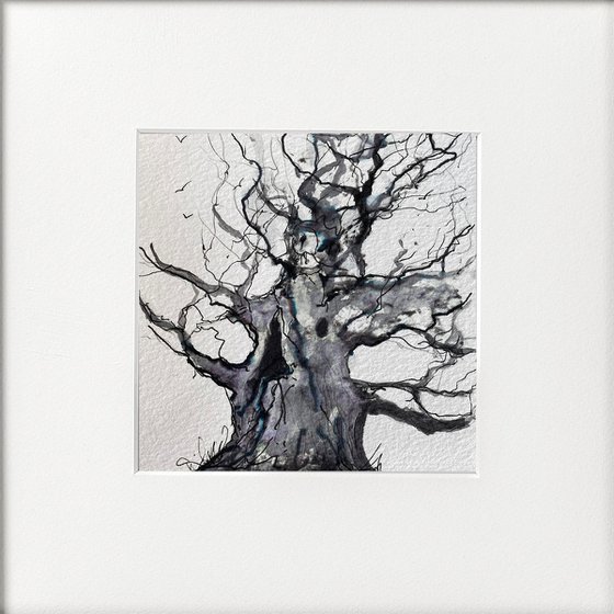 Monochrome - Oak tree (Majesty) in Winter framed