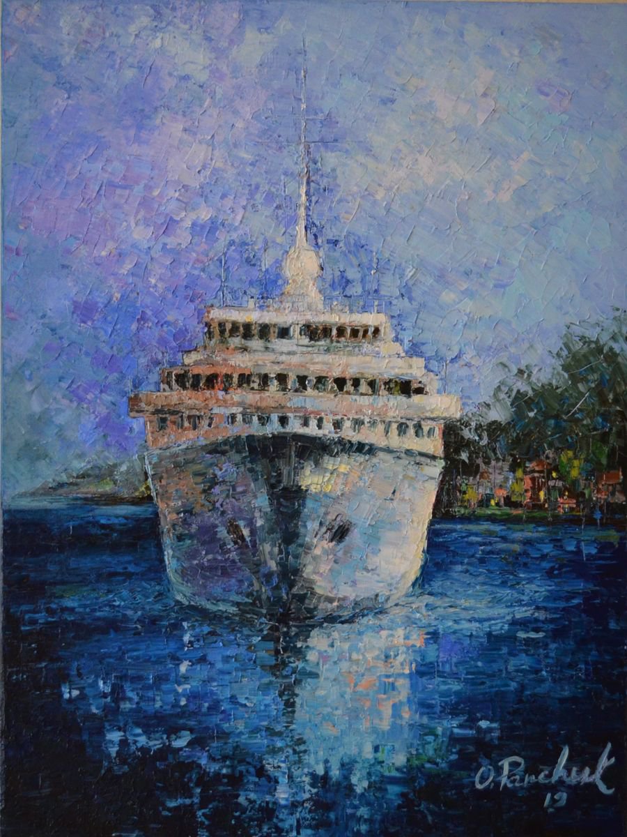 Impressionistic Landscape Oil Painting By Oleg Panchuk, 24 X 31", Time To Go, Original Artwork