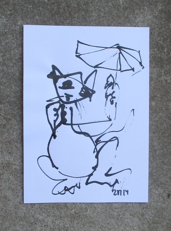 cat with umbrella