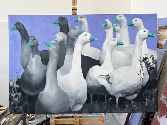 Original oil painting “Geese”