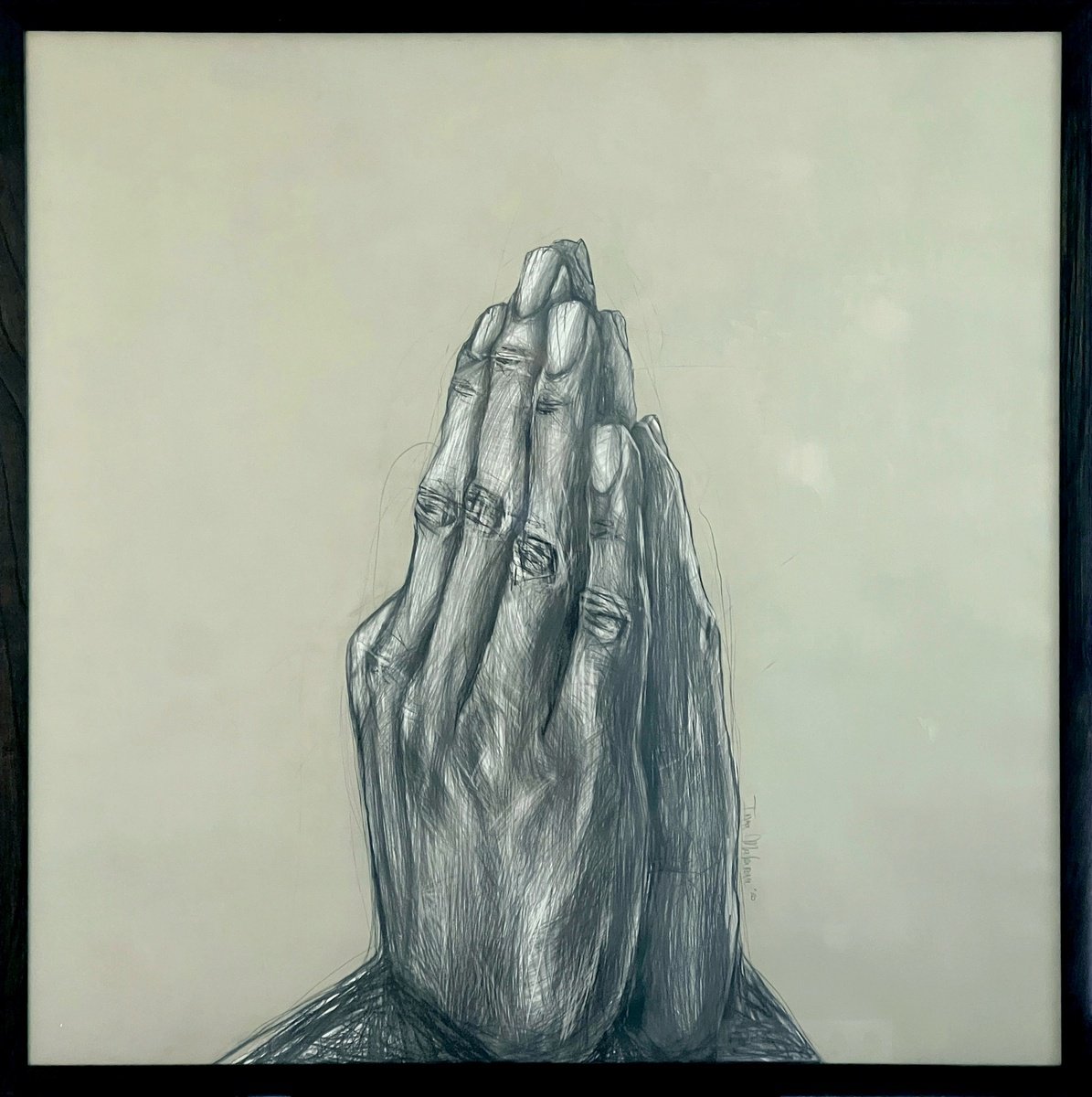 Expressive Portrait Pencil Drawing By Inga Makarova, 40 X 40, Namaste, Original Artwork