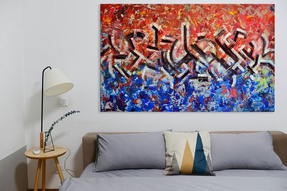 Abstract Street Art - Abstract Home Decor Art  On The Extra Large Deep Edge Canvas Ready To Hang Perfect for Modern Office Hotel Living Room Decoration