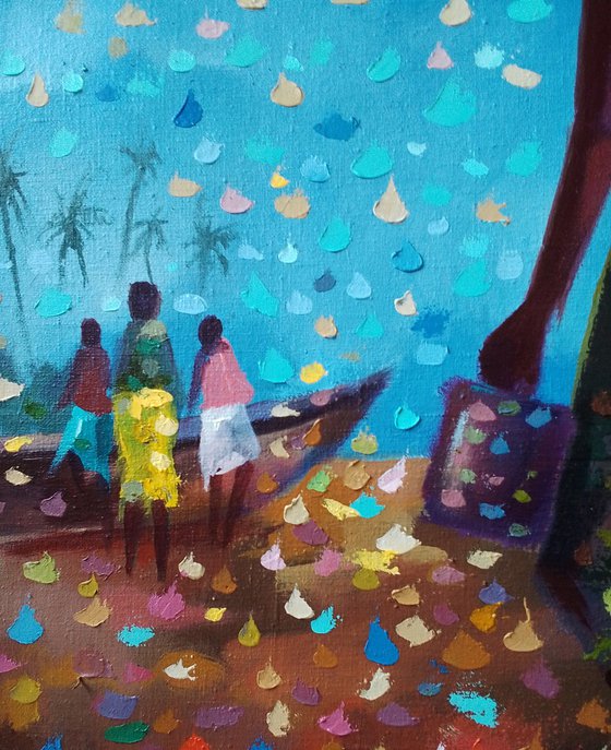 Bananas at the beach, beach painting