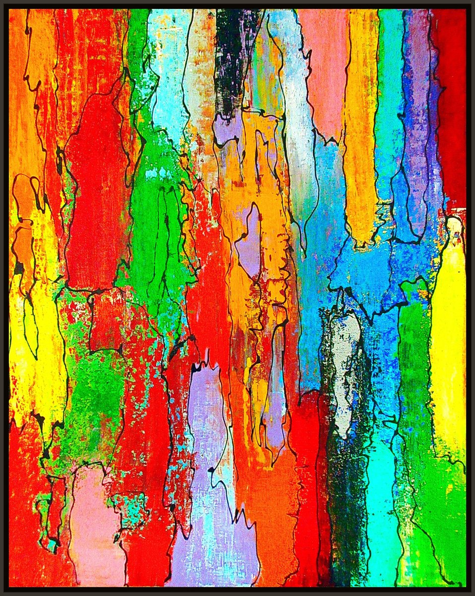 Organic Abstract Acrylic Painting By Tomas Gorjanc - Tomo, 33 X 41", Burano Venice Isle, Original Artwork