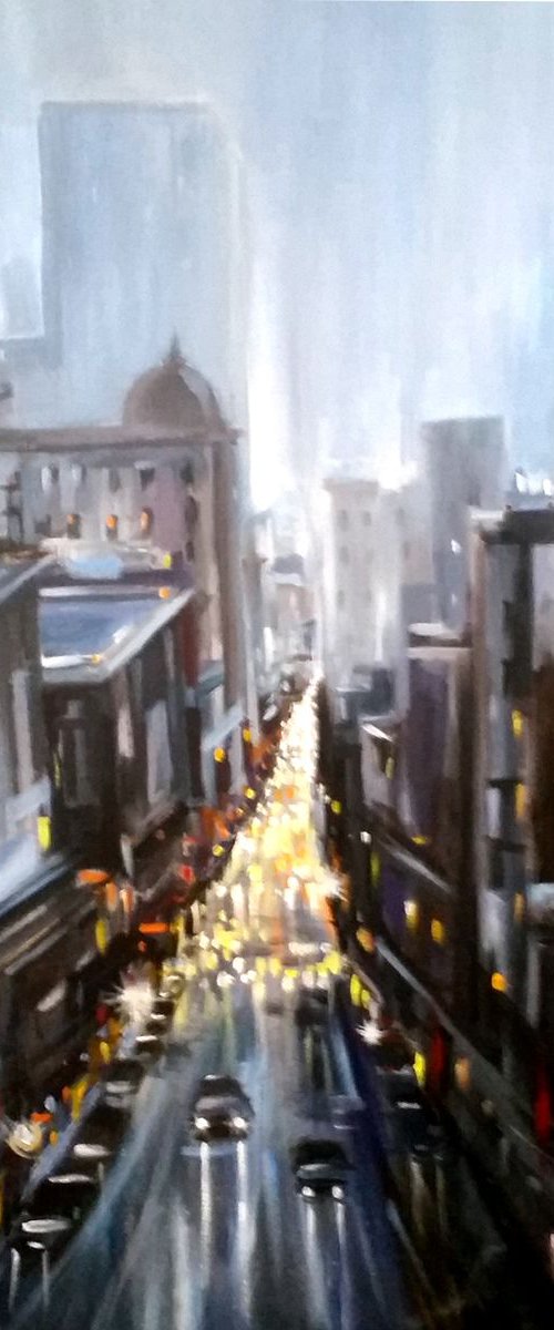 Rainy City Street from Top View by Samiran Sarkar