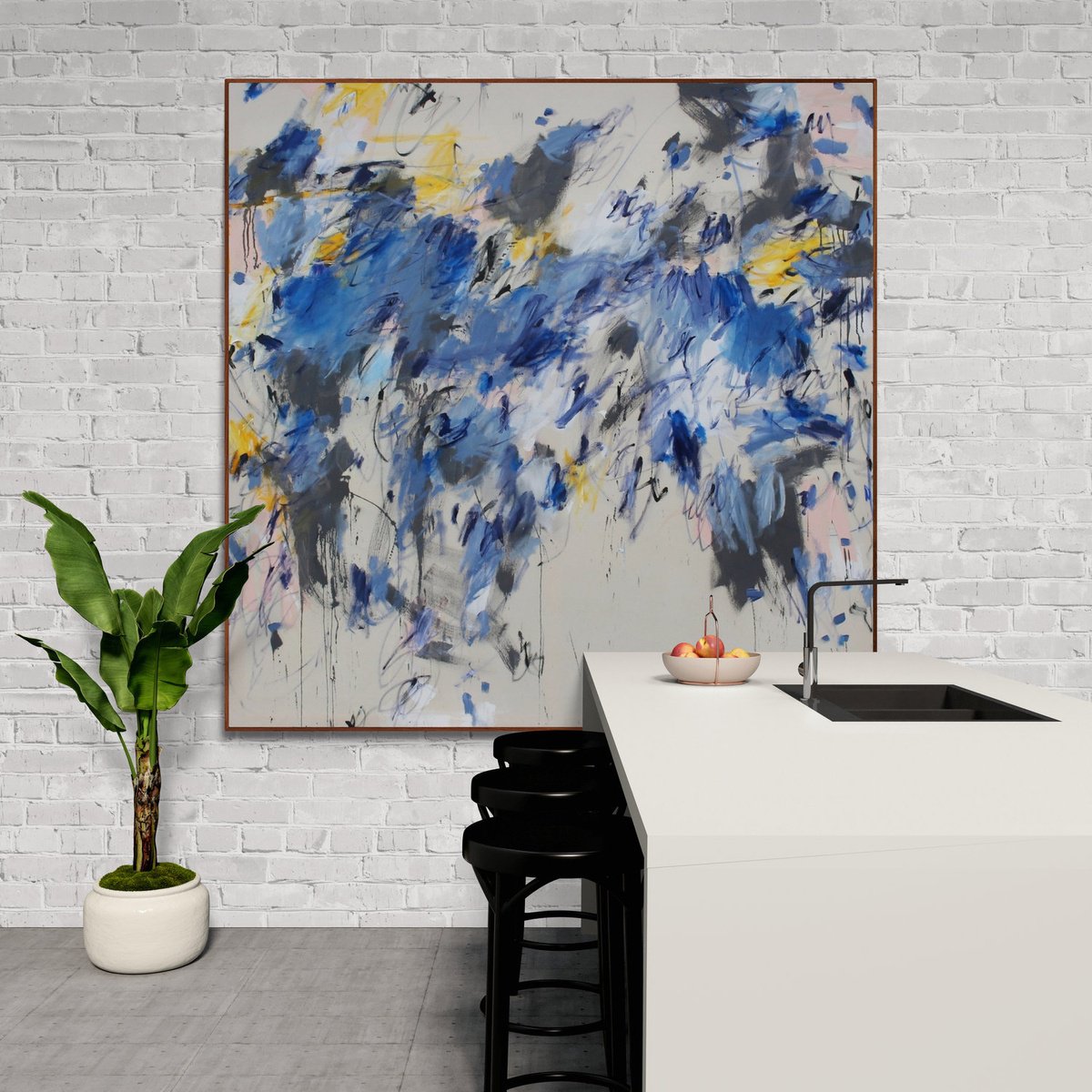 Abstract Painting By Daniela Schweinsberg, 63 X 63, I Had A Blue Dream, Original Artwork