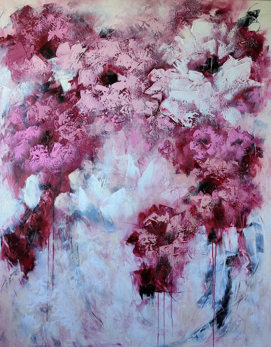 "La vie en Rose", XXL abstract flower painting