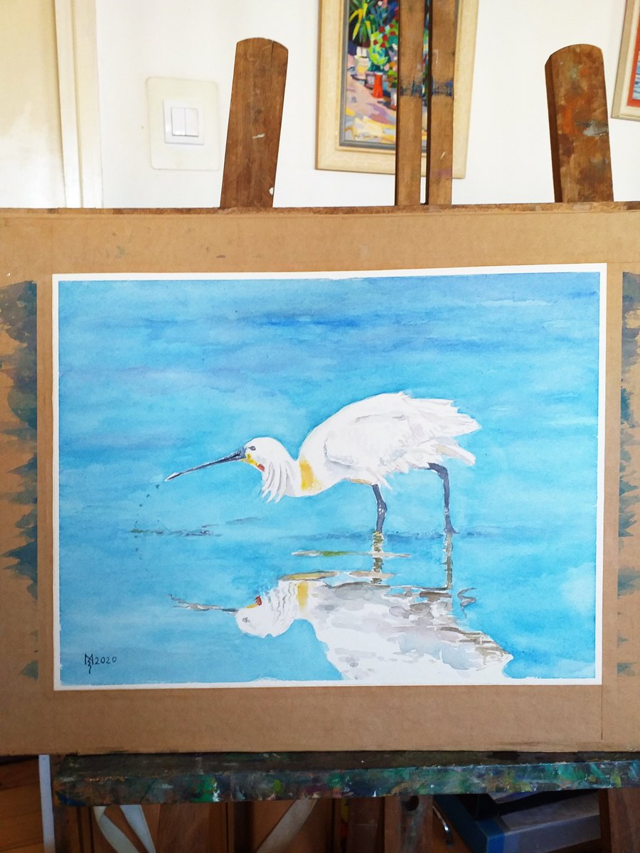Impressionistic Animal Watercolour By Zoran Mihajlovic Muza, 15 X 11", Heron, Original Artwork