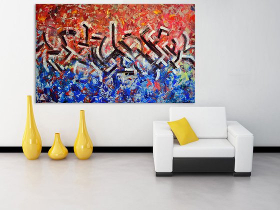 Abstract Street Art - Abstract Home Decor Art  On The Extra Large Deep Edge Canvas Ready To Hang Perfect for Modern Office Hotel Living Room Decoration