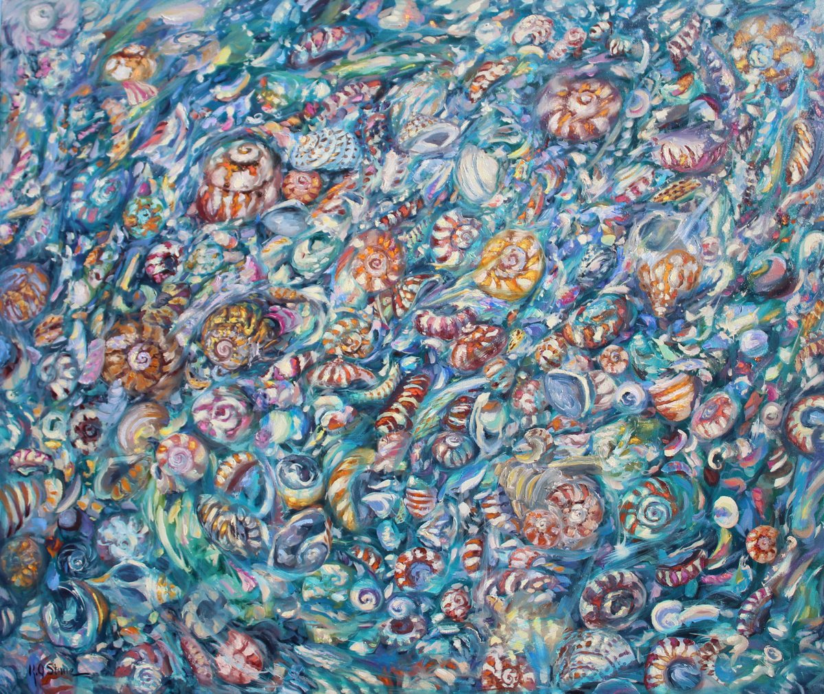 Impressionistic Landscape Oil Painting By Kristen Olson Stone, 38 X 32", Tide Pool V, Original Artwork