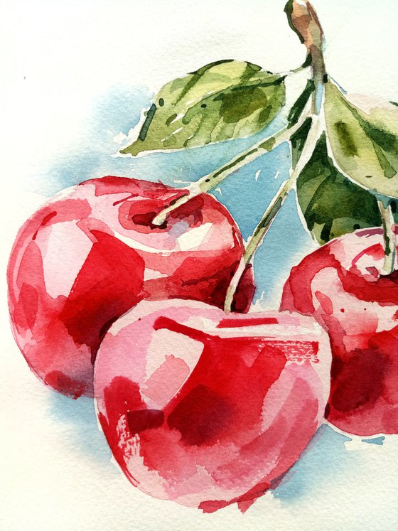 "Cherry" from the series of watercolor illustrations "Berries"