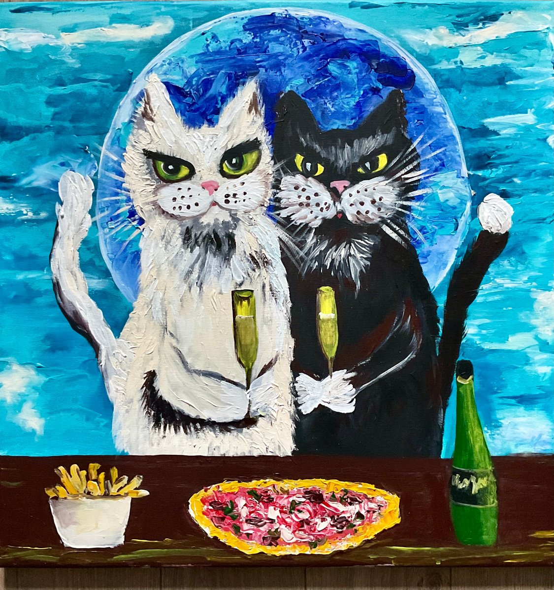  You And Me. Pizza, Lovers By Olga Koval, 24 X 24, Artwork For Sale On Artfinder