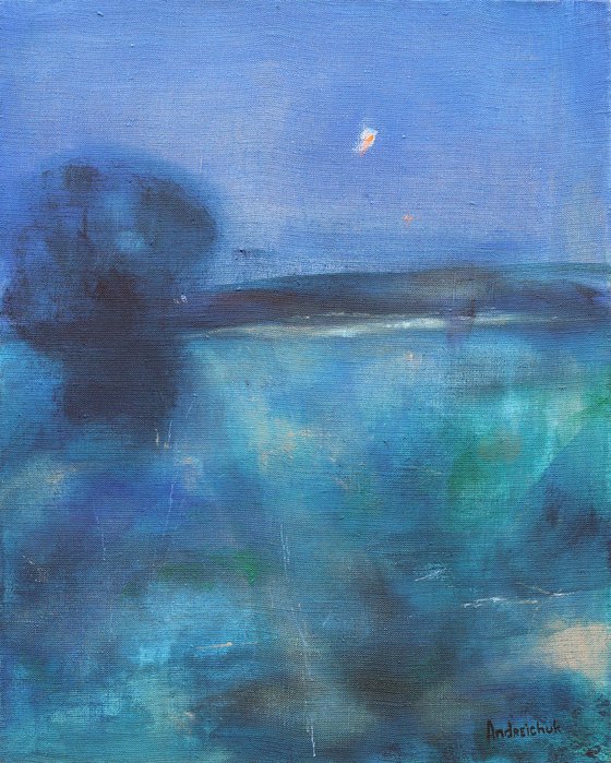 Field. Moon. Dusk.