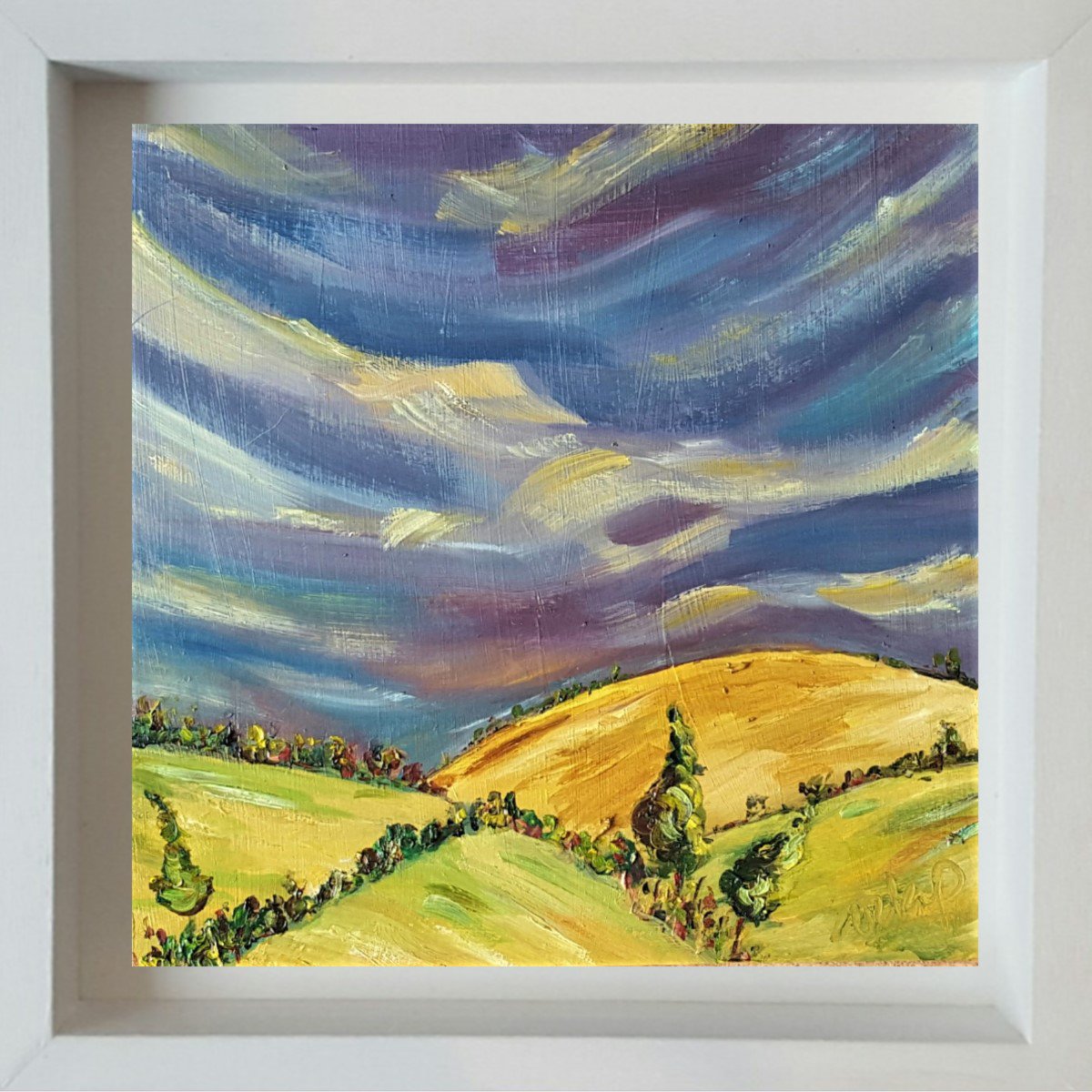 Thunder clouds over the scorched fields of Summer, Wicklow Ireland by Niki Purcell - Irish Landscape Painting