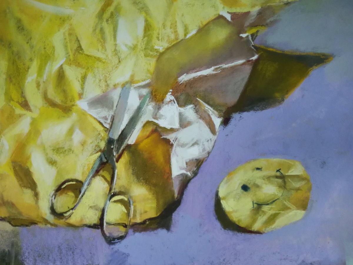 Still Life Pastel Drawing By Silja Salmistu, 20 X 15", Paper Smile, Original Artwork