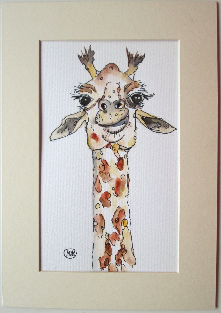 Funky Giraffe portrait in a mount by MARJANSART