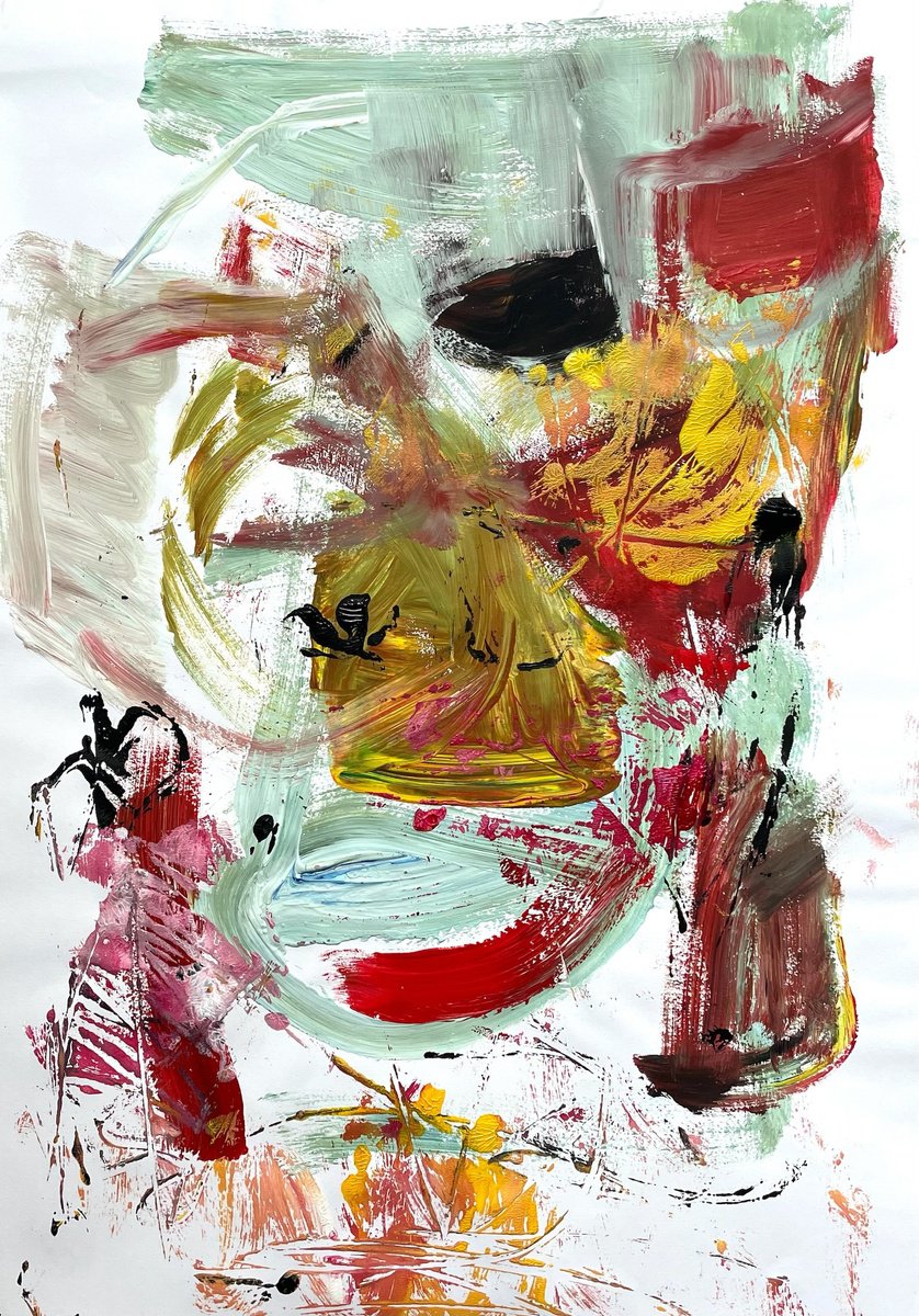 Expressive Abstract Acrylic Painting By Christel Haag, 17 X 22, Love Life 1, Original Artwork