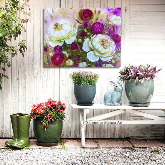 PEERING INTO THE SUMMER - Peonies. Pink flowers. Bright petals. Macro flowers. Floral decor. Summer flowers. Bedroom decoration.