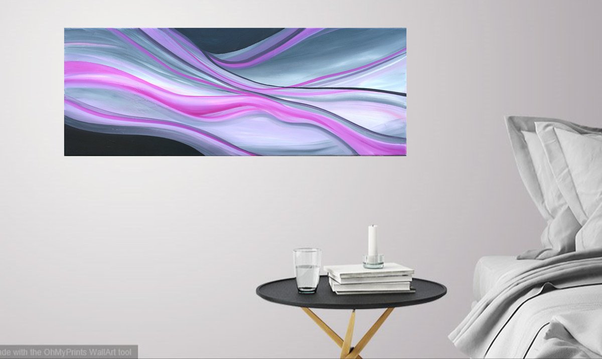 Organic Abstract Oil Painting By Susan Wooler, 31 X 12", Breathless Ii, Original Artwork