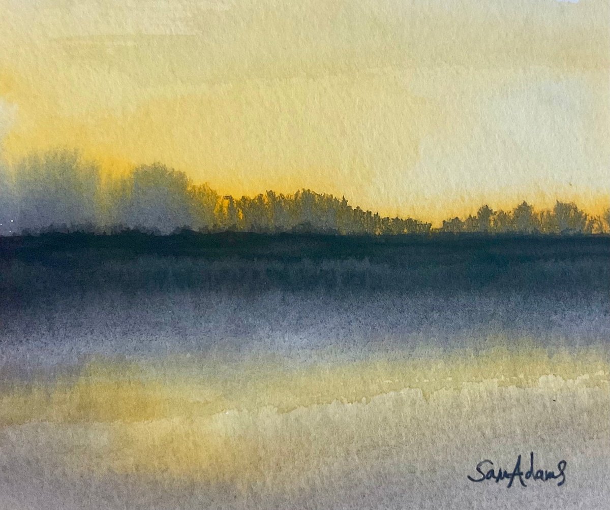 Expressive Watercolour , Sunset Light And Earth By Samantha Adams, 6 X 5, Artwork For Sale On Artfinder