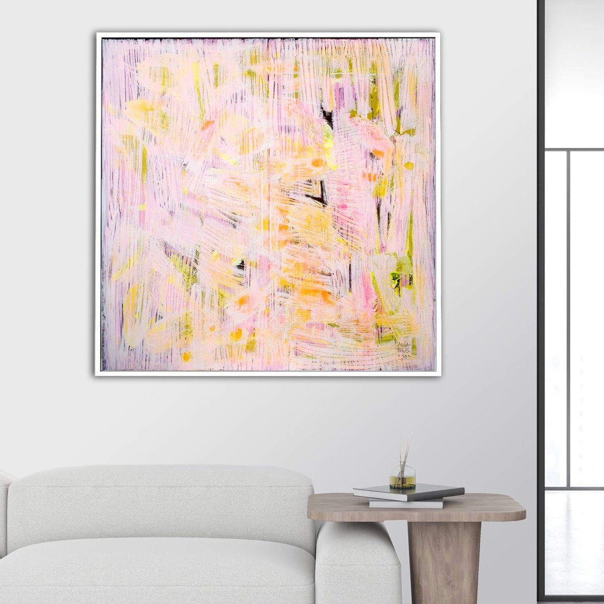 Abstract Acrylic Painting By Mila Weis, 39 X 39", Light Experience No. 1, Original Artwork