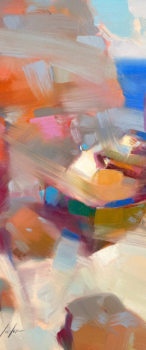 Rowboat, Original oil painting, Handmade artwork, One of a kind by Vahe Yeremyan