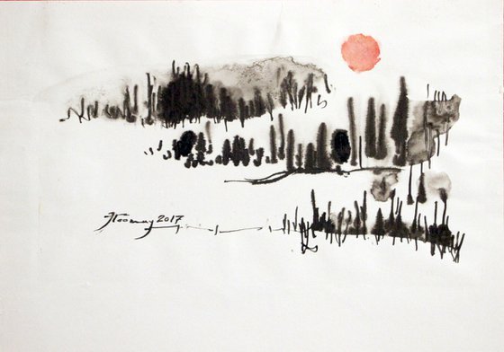 SMALL ABSTRACT LANDSCAPES 23, Watecolor and ink on Paper, 15 x 20 cm