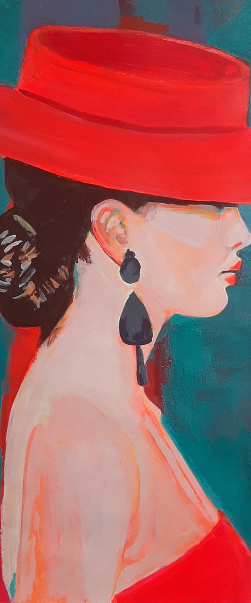 Lady in red / 70 x 47 cm by Alexandra Djokic