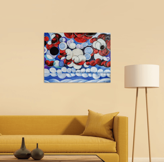 Winter evening-2 (60x80cm, cubism, oil painting, ready to hang)