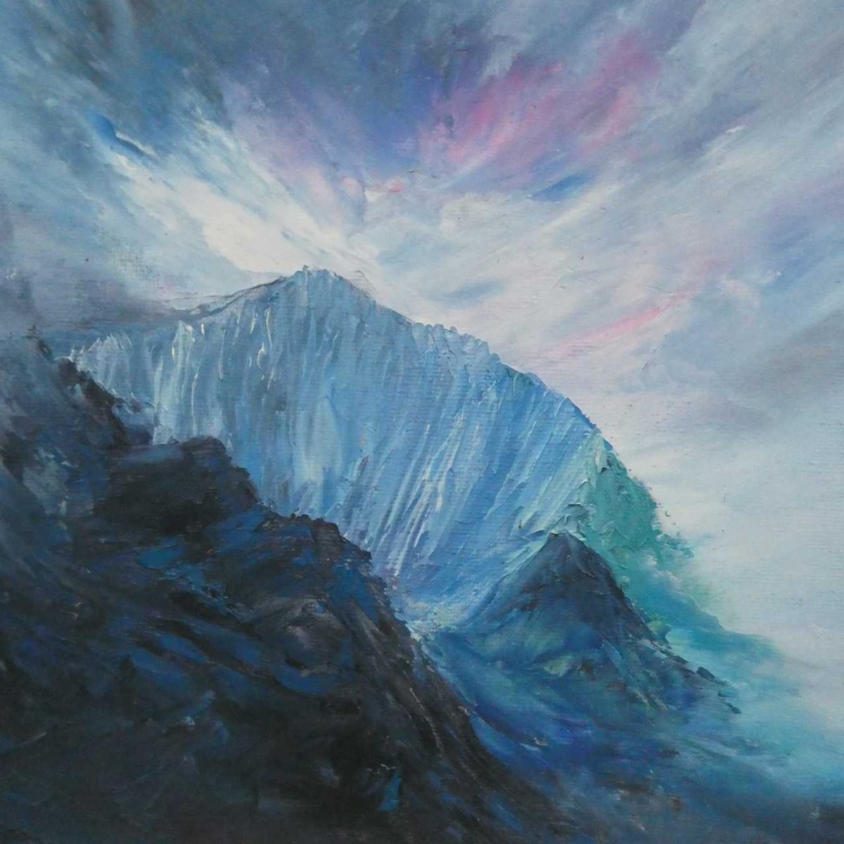 Impressionistic Landscape Oil Painting By Oconnart, 10 X 10", Snowdon Horseshoe Wales, Original Artwork